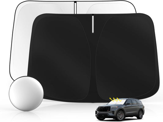 Windshield Sun Shade for Ford Explorer (SUV ST XLT Limited Platinum) 2020-2025 Foldable Sunshade Custom Fit Front Window Car Interior Accessories Protector Blocks UV Rays