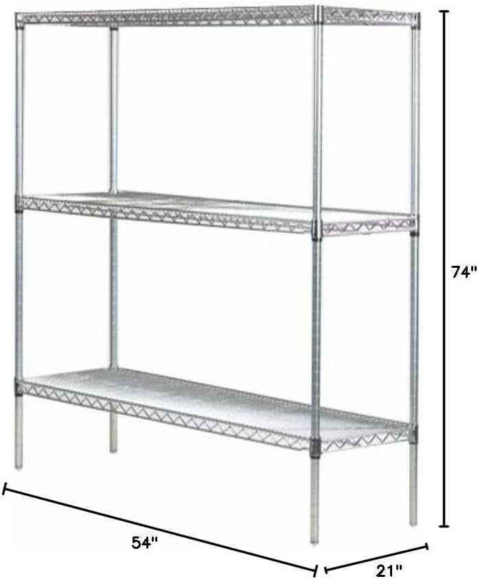 Omega 21" Deep x 54" Wide x 74" High 3 Tier Gray Starter Shelving Unit