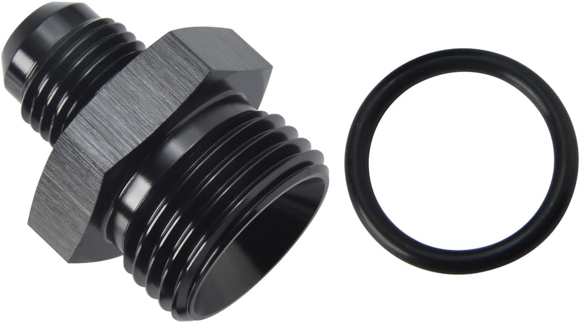 8AN Male Flare to 12AN 12 ORB O-ring Boss Fuel Rail Adapter Fitting Aluminum Black