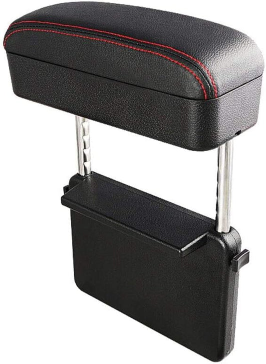 JEYODA Car Armrest Box Adjustable Pad Refit Car Central Lift Armres Storage Organizer Box Arm Rest (Black red line)