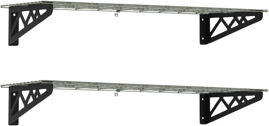 SafeRacks Wall Shelves - 2 Pk 12"x36" Wall Mountable Shelving Unit for Storage Rack, Pantry Shelves, or Utility Shelving, Heavy Duty Shelves w/ 4 Versatile Accessory Hooks, 300lbs Capacity, Hammertone