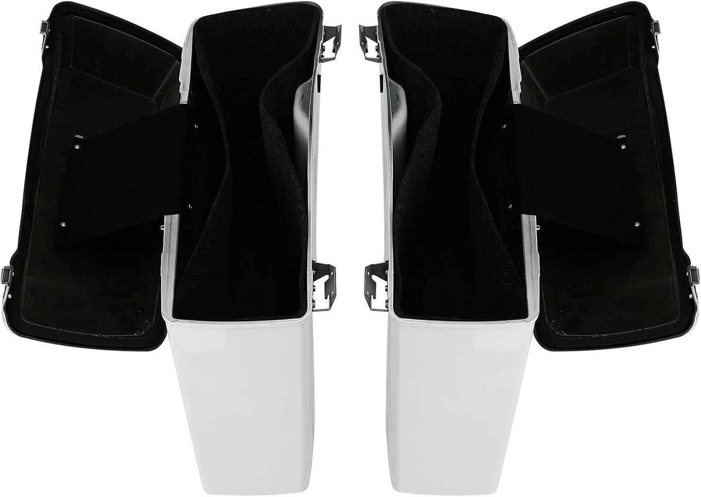 XFMT Motorcycle White Hard Saddlebags Saddle Bags Trunk W/Lids & Chrome Latches For Harley Touring Road King Street Glide Road Glide Electra Glide 1994-2013