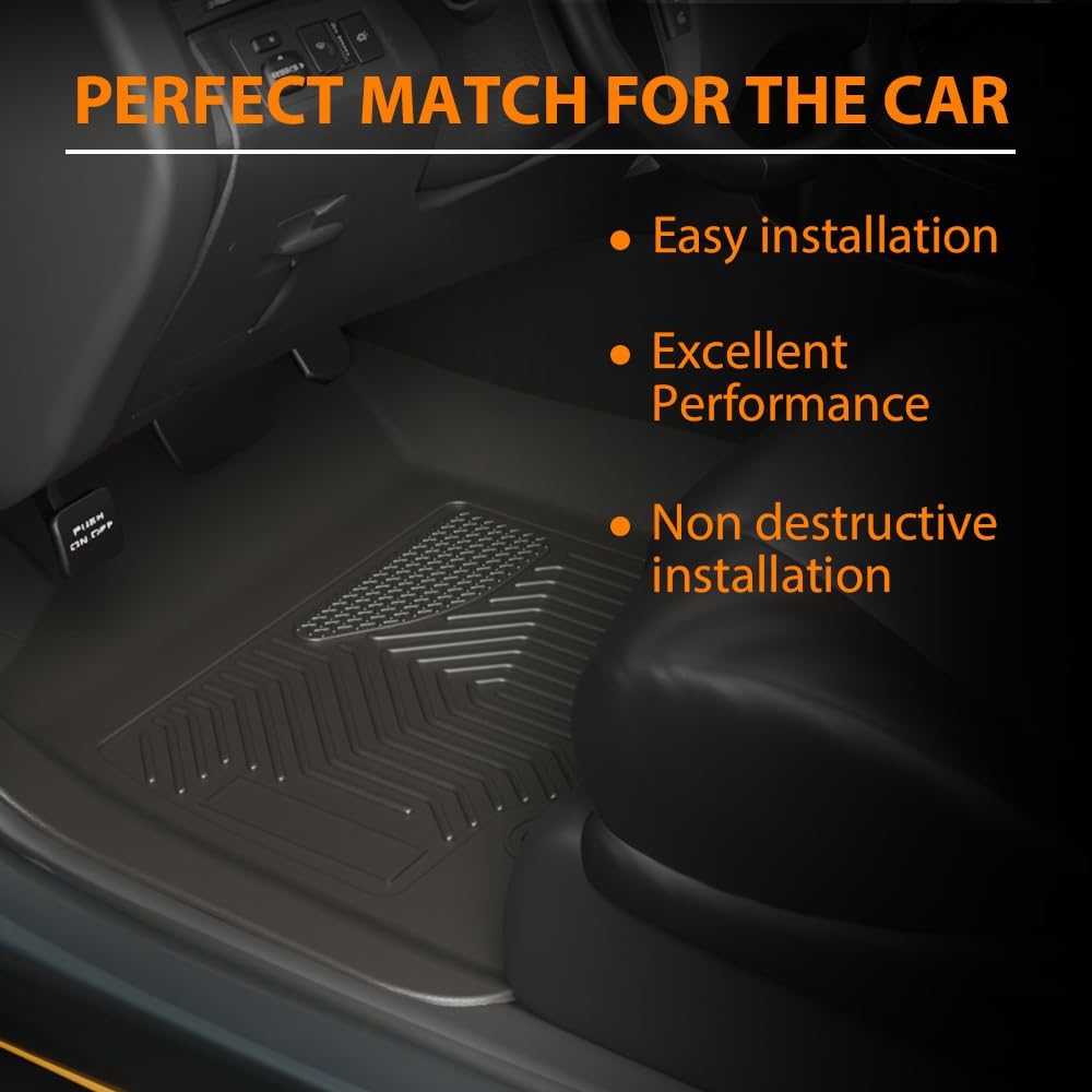 G-PLUS Floor Mats Fit for Ford F150 2015-2025 Super Crew (Includes 2022-2025 Lightning Models) w/o Fold Flat Storage, Custom Fit TPE All Weather Front & 2nd Row Floor Liners Truck Mats,3PCS Black