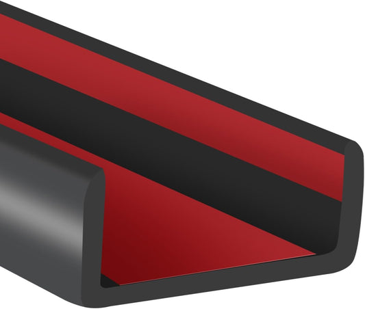 Rubber Edge Trim, 2" Self-Adhesive Flexible U Channel Edge Protecter for Plywood, Doors, Wide U Shaped Edge Trim, Edge Banding, Black Color, 20Ft