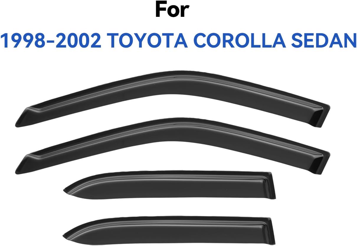 Window Visors Rain Guards Shield for 1998-2002 Toyota Corolla Sedan, Out-Channel Window Vent Wind Deflectors Visors Shades for 98-02 Corolla