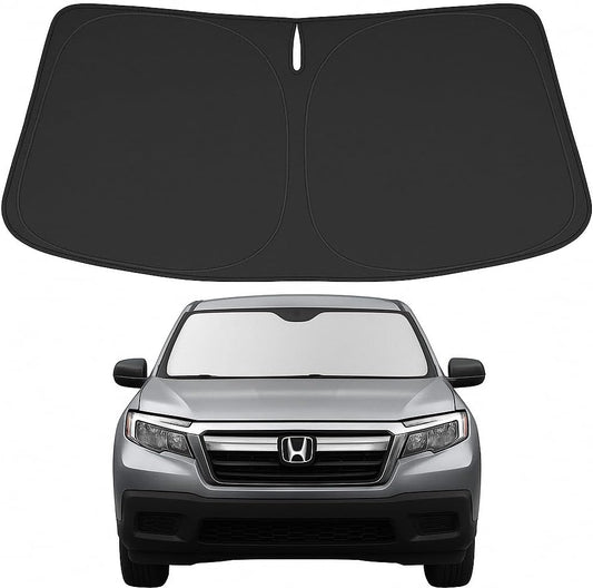 Proadsy 2025 Upgrade Windshield Sun Shade Custom Fit Honda Ridgeline 2017-2024 2025 4-Layer Foldable Front Sunshade Protector Sun Visor Blocks UV Rays Keep Car Cooler