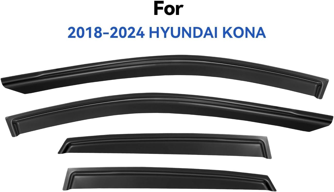 Window Visors Rain Guards for 2018-2023 Hyundai Kona, Out-Channel Window Vent Wind Deflectors Visors Shades for 18-23 Kona