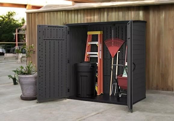 Outdoor Storage Shed, Extra Large Vertical, 6' x 4', Dark Gray