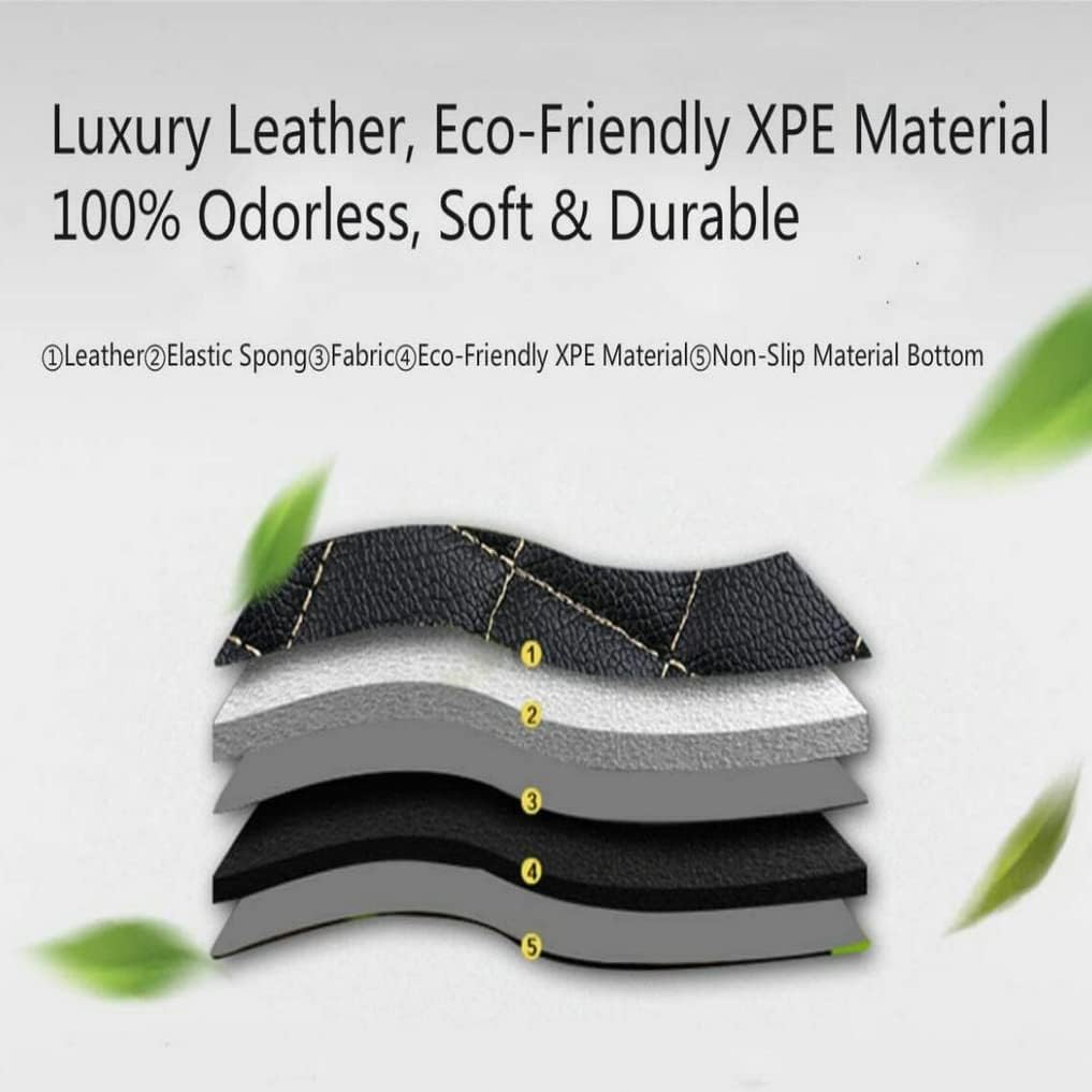 Custom All-Weather Protection Leather Car Floor Mats for Cars Sedan SUV Sports Car Waterproof Floor Mat (3D Black red)