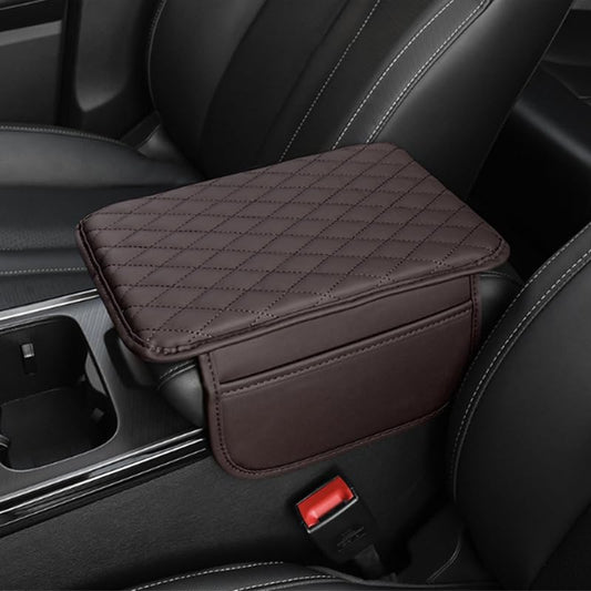 Memory Cotton Leather Car Armrest Box Pad, 2025 New Universal Style Memory Cotton Car Armrest Box Pad, Upgrade Vehicle Seat Box Cushion Protector for SUV Truck (Brown)