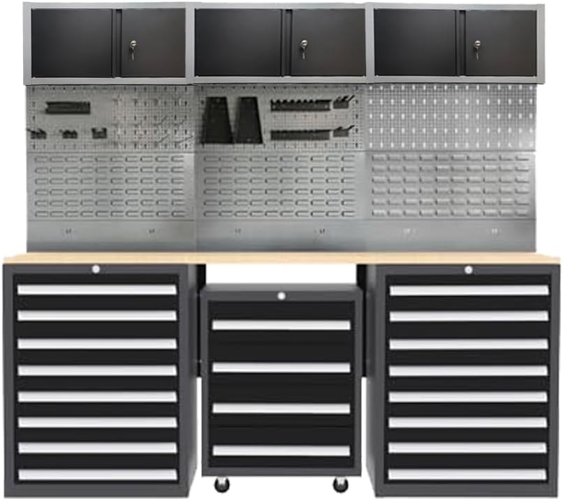 JZD Metal Tool Storage Cabinet Set, Pro Tool Organization System for Garage, Wall Mounting Not Necessary