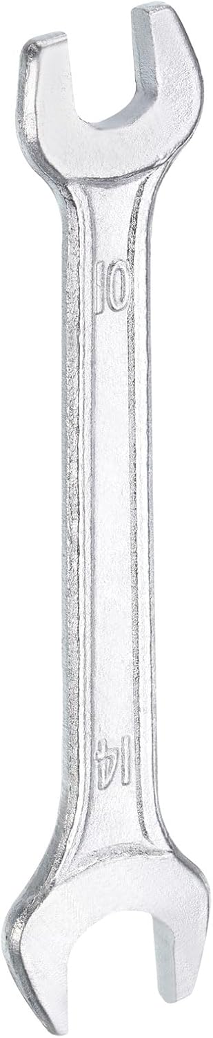 HARFINGTON Double Open End Wrench 10mm x 14mm Metric 15 Degree Offset Angle Small Flat Head Wrench Galvanizing Open Ended Spanner for Automotive Repair Furniture Assembly