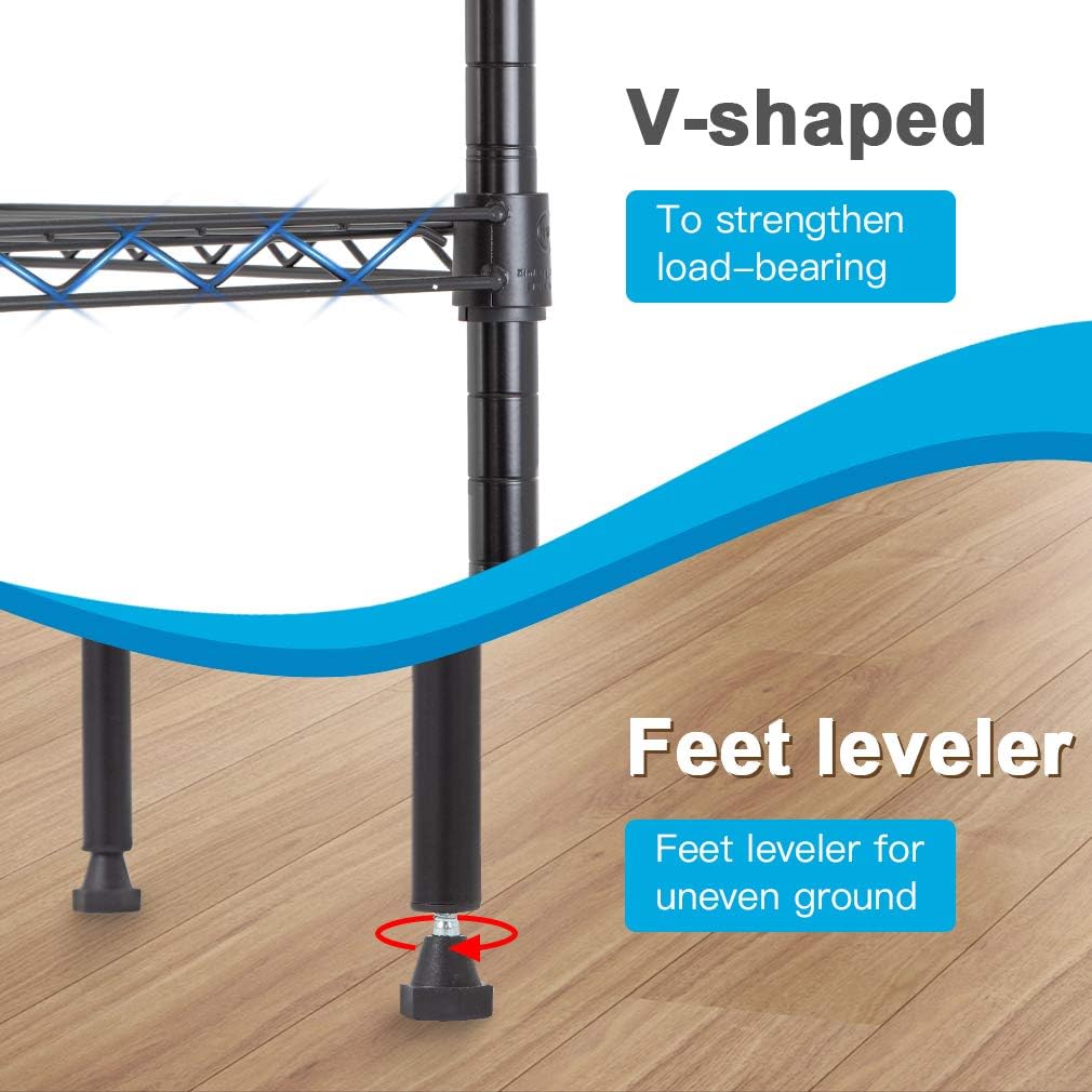 Wire Shelving Unit Metal Shelf Organizer Heavy Duty Wire Rack Storage Unit Rack Utility for Bathroom Office Kitchen (Black, 14" D x 24" W x 60" H)