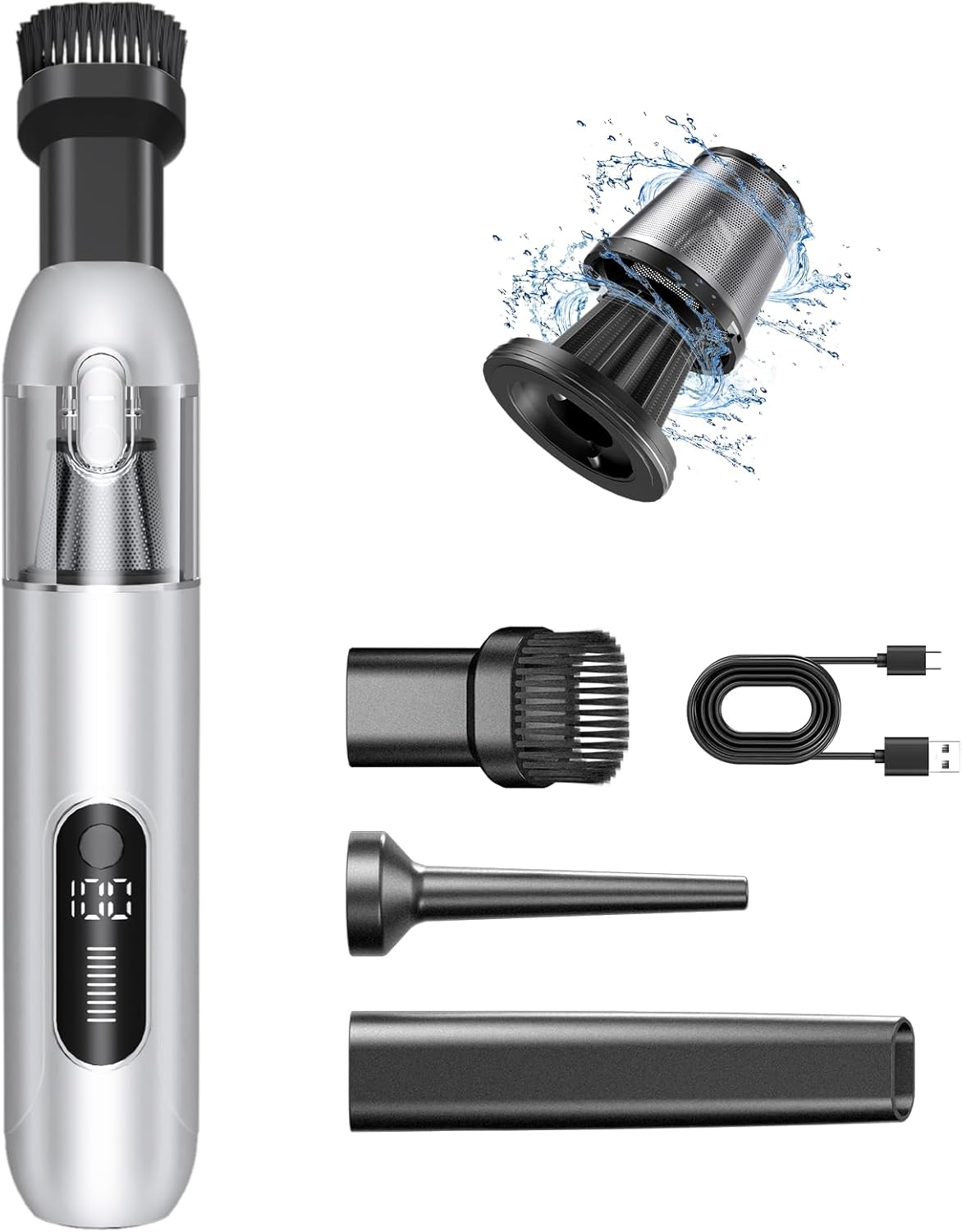 Cordless Handheld Car Vacuum, 16000PA 2-in-1 Blow & Suction, Brushless Motor, Type-C, Low Noise, for Home, Office