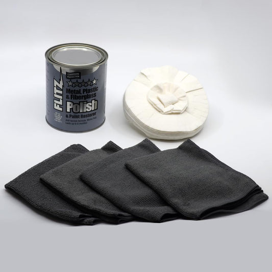 Flitz Car Buffing Kit (Plus) - USA-Made Car Care Kits for Vehicles - Includes 2lbs Polish, 5" BuffBall & 4 Microfiber Cleaning Cloths - Car Polishers and Buffers Kit to Remove Rust, Oxidation, & More