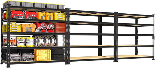 PrimeZone Heavy Duty Garage Storage Shelves - 48" W X 24" D X 72" H Adjustable Metal Shelving Unit, 5 Tier Industrial Shelves for Storage Standing Utility Rack for Warehouse, Basement, Black, 3 Pack