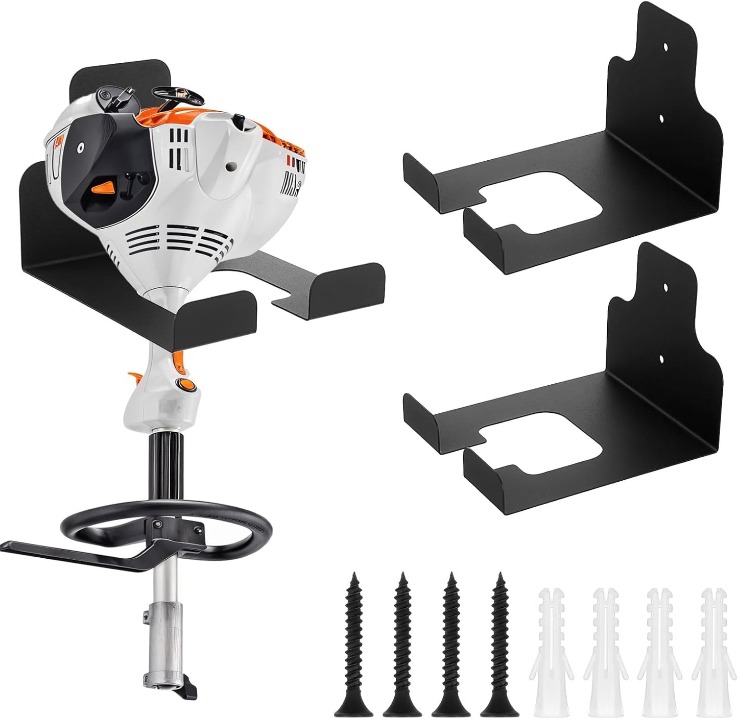 2 Pack Garage Organizer Trimmer Rack, Garden Power Tool Hanger Weed Whackers Holder Wall Mounted for Grass Trimmer, Hedge Trimmer, Garage Trimmer, Garden Tools