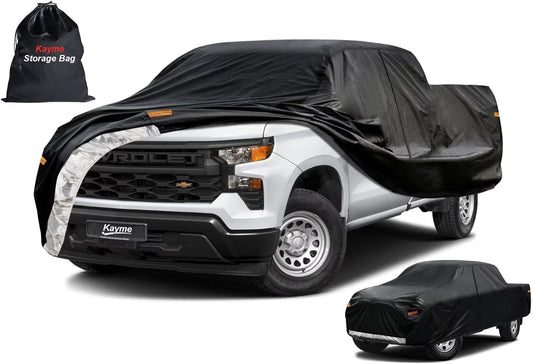 Kayme Truck Cover Custom Fit Chevy Silverado 1500(2018-2025) Regular Cab SB. Full Exterior Heavy Duty Outdoor Pickup Truck Car Cover Waterproof All Weather.Car Tarp for Wind Sun Dust Protection.