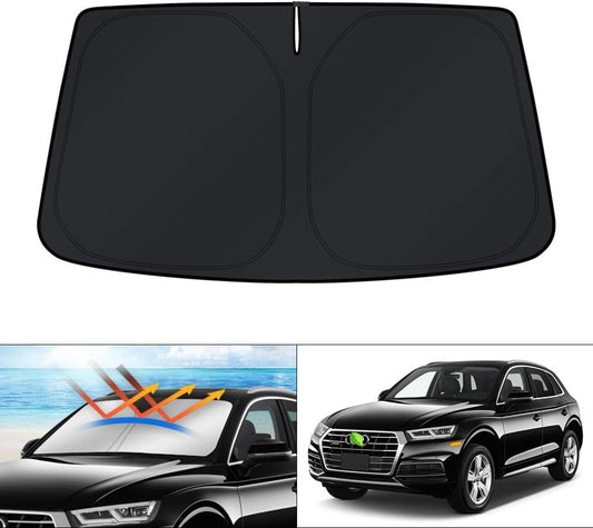 KUST Windshield Sun Shade for Audi Q5 Accessories 2018-2024 2025 2026 Custom Fit Window Shade Sun Visor Protector Foldable Blocks UV Rays Keep Car Cooler