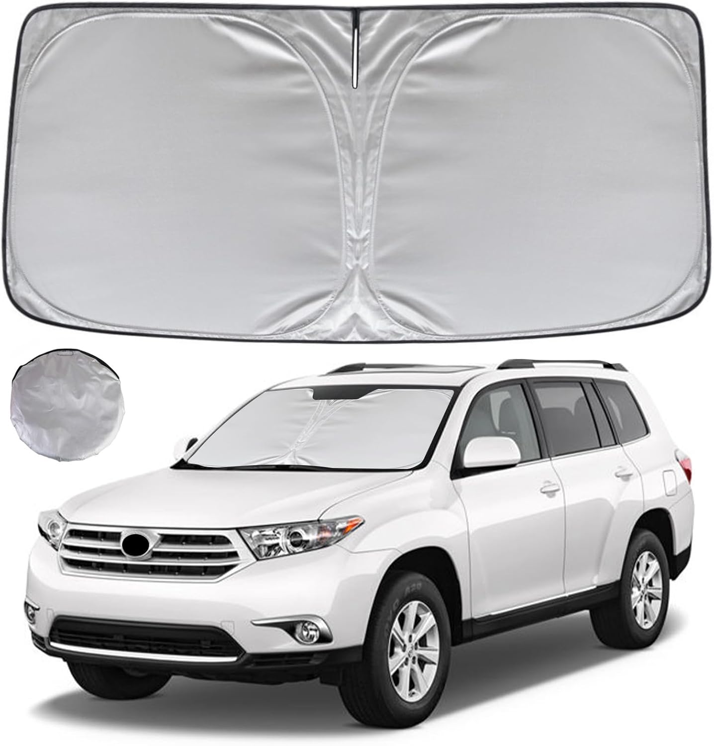KAYZT Windshield Sun Shade for 2008-2013 Toyota Highlander Foldable Sunshade Front Window Custom Fit Car Accessories