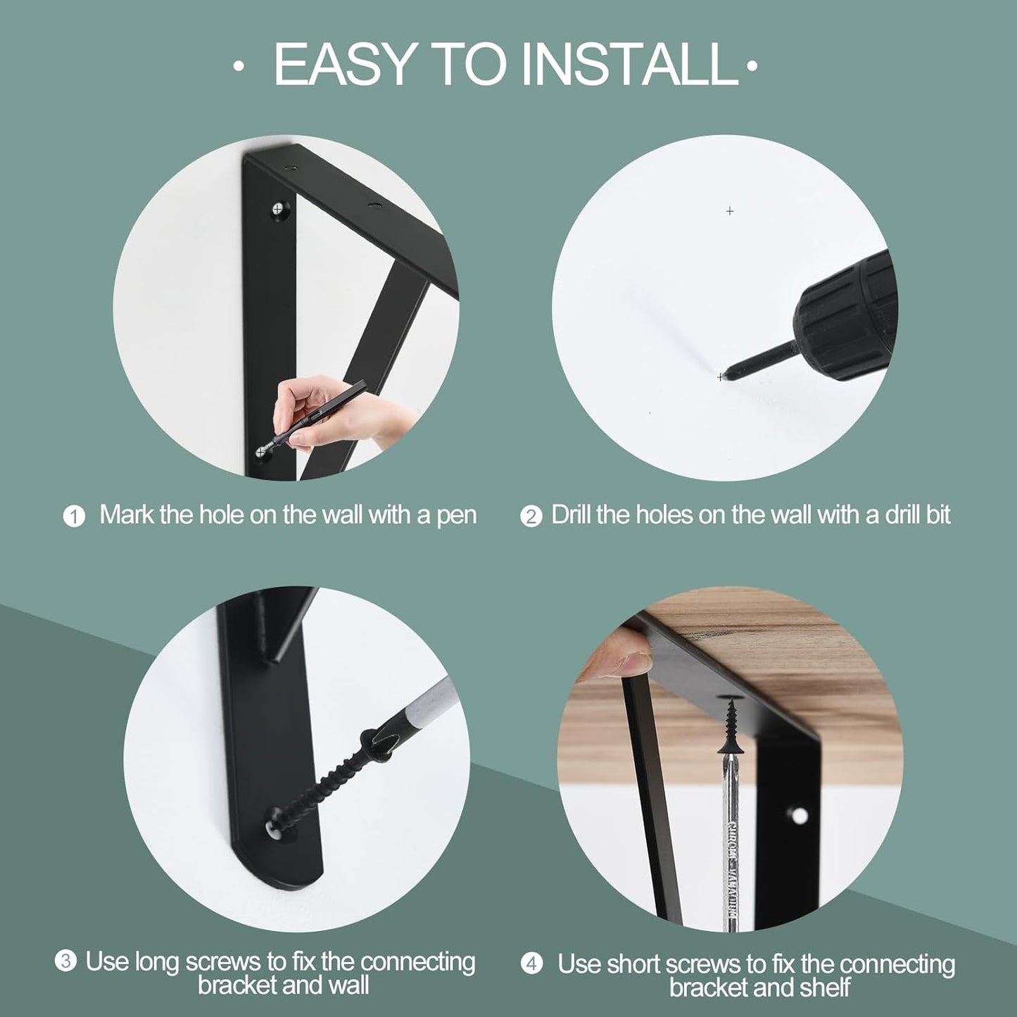 20 Pack L6 x H 4" Black Heavy Duty Shelf Brackets with Screws Metal Shelf Brackets Shelf Support Angle Brackets for Shelves L Brackets Heavy Duty Floating Shelf