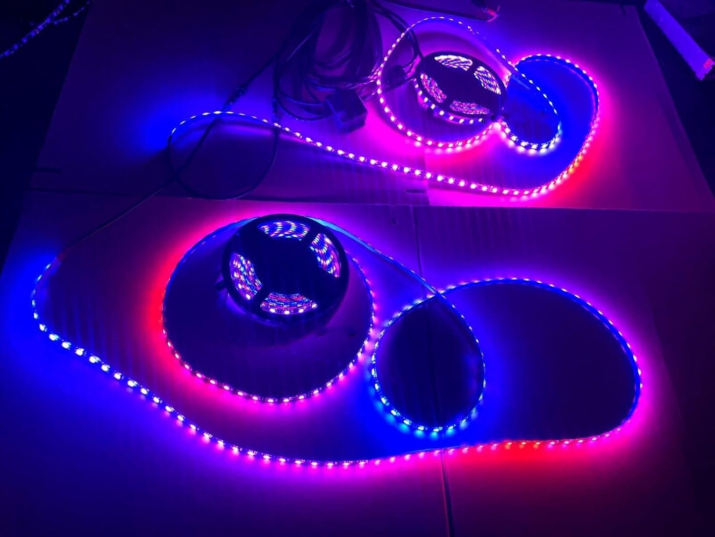Black Out Full Tinted Smoked LEDs x4PCS 2FT 24" 60CM RGB Dream Color Chasing Addressable LEDs IP65 Light Strips for Car Truck Slingshot Golf Cart Bluetooth + Remote Control