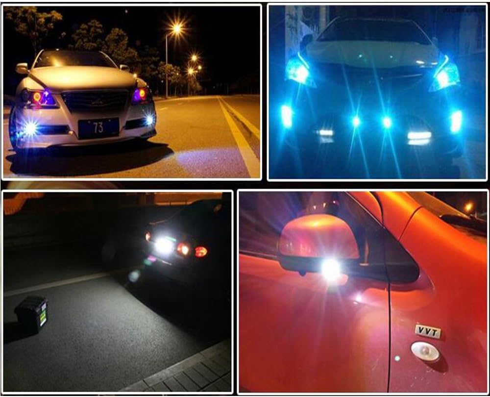 LEADTOPS 10Pcs 18mm 12V Eagle Eye LED Car Fog DRL Daytime Running Light Backup Reverse Tail Rock Lights Small bulb (Yellow, Black Case)