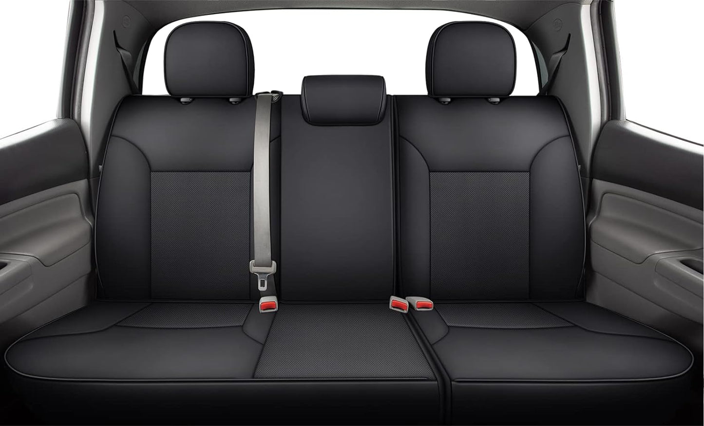 LUCKYMAN CLUB 2005-2015 Tacoma Custom Fit Seat Covers for Crew Cab with Faux Leather (2005-2015 Black)