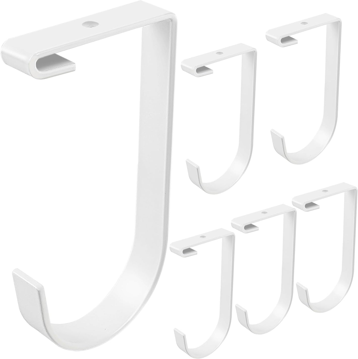 6-Pack Heavy Duty Flat Hook Accessory for Garage Ceiling and Wall Storage, Alloy Steel, White - Suitable for FLEXINOUMTS Racks