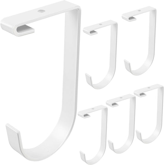 6-Pack Heavy Duty Flat Hook Accessory for Garage Ceiling and Wall Storage, Alloy Steel, White - Suitable for FLEXINOUMTS Racks