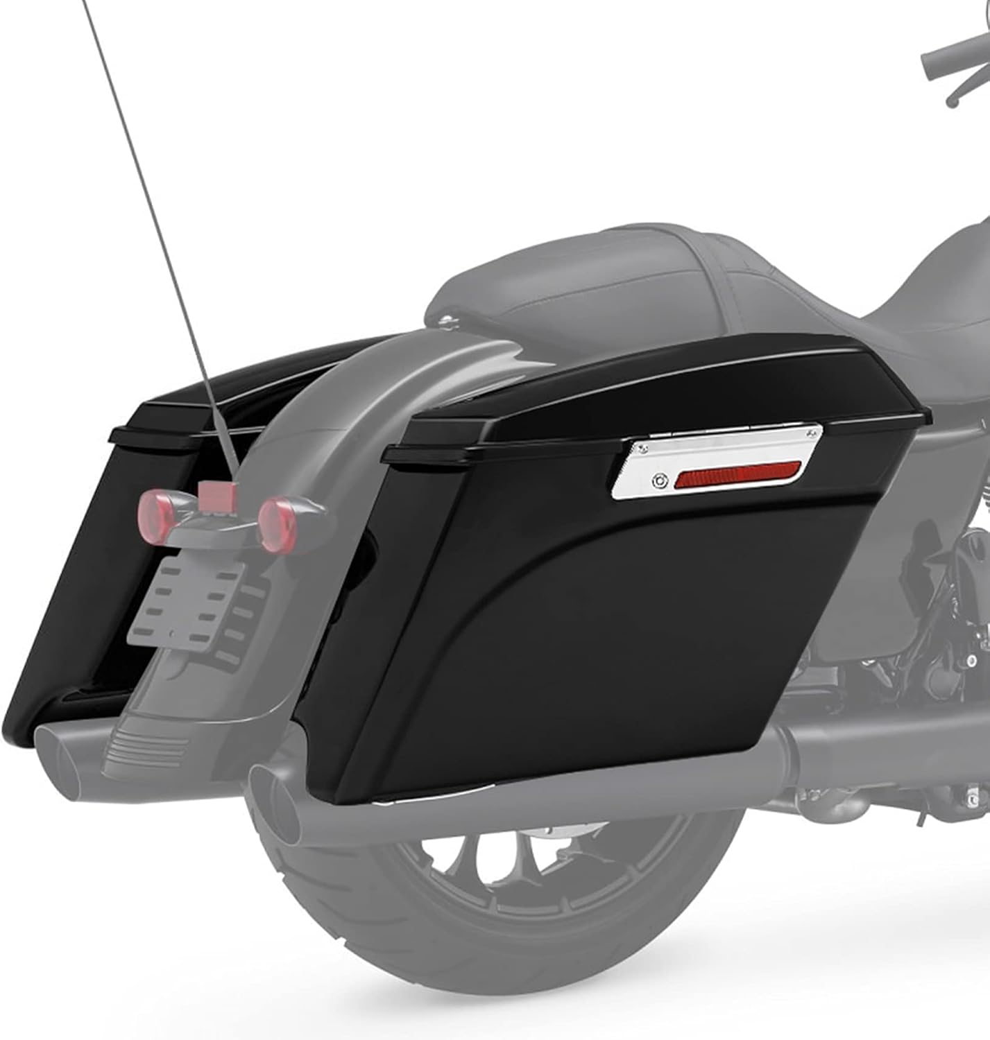 XFMT 5" Vivid Black Stretched Extended Hard Saddlebags W/Chrome Conversion Brackets Harley Softail Heritage Deluxe 1984-2017