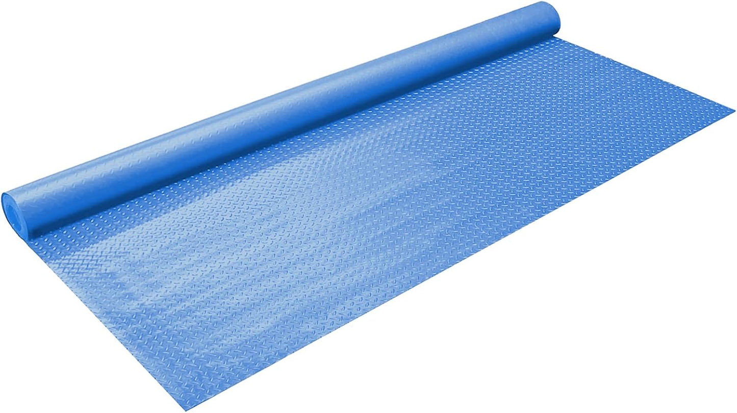 Boshen 5Ft x 12Ft Garage Floor Mat 2.5mm Thickened Rubber Flooring Roll 60sqft Diamond Plate PVC Rubber Trailer Mat Non-Slip Floor Protector Mat for Garage Warehouse Basement Trailer - Blue