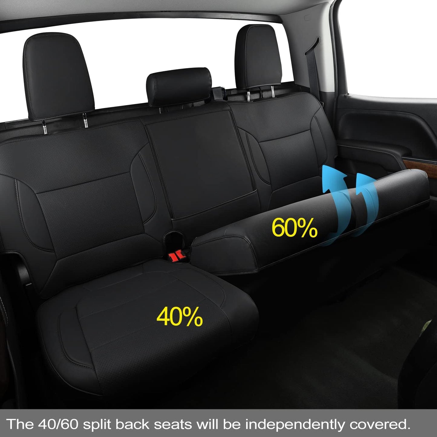 LUCKYMAN CLUB Custom Fit Seat Covers for 2019-2024 2025 Chevy Silverado Sierra 1500 Crew Cab, 2020-2024 2025 Silverado Sierra 2500 3500 Crew Cab (Black)