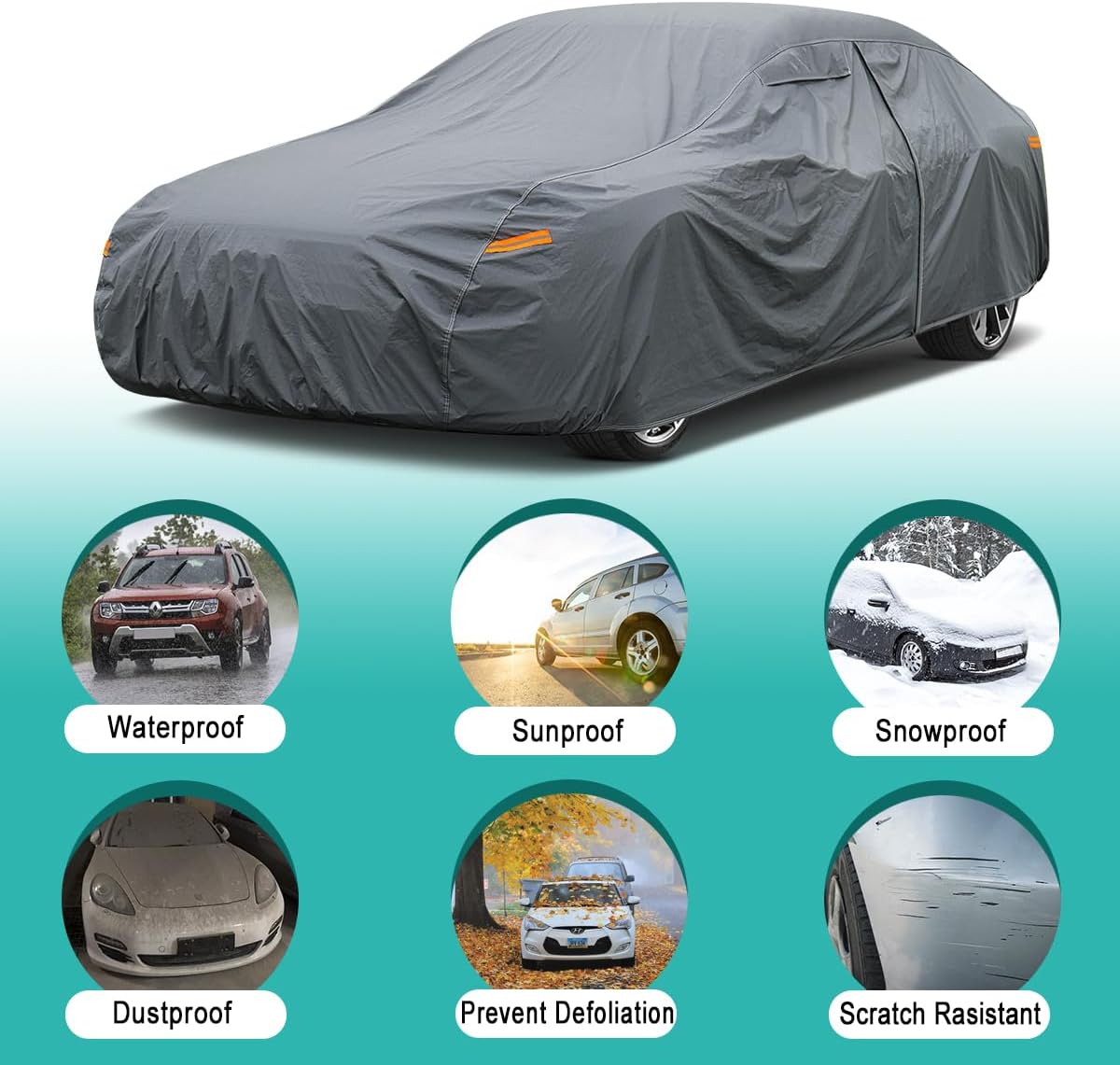 16 Layers Car Cover for Coupe Sports Sedan Waterproof All Weather, Universal Fit Audi TT, BMW Z4, Porsche 718 Boxster Cayman, Nissan Versa/240SX, Subaru BRZ, Mazda RX-8, Toyota Supra etc.