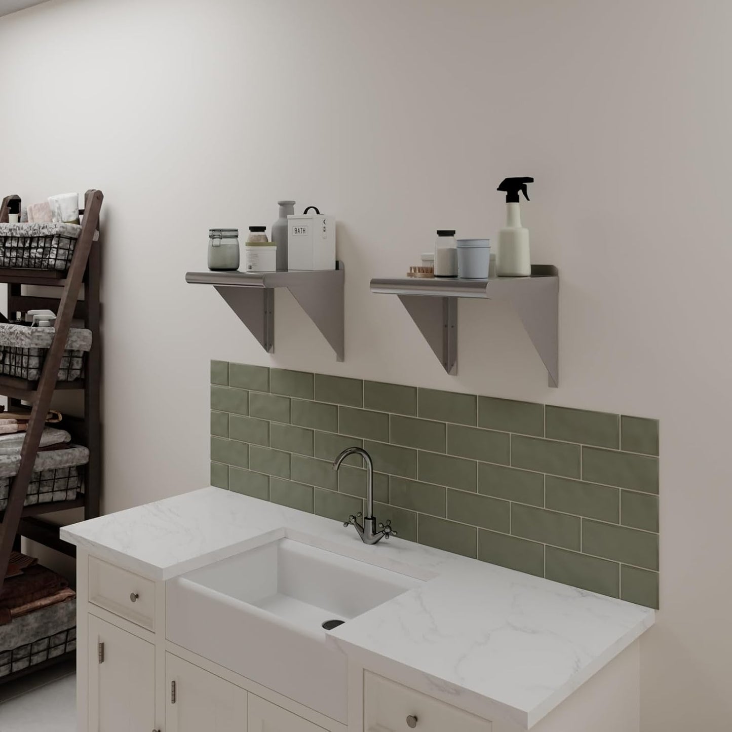 AmGood 12 in. x 12 in. Stainless Steel Wal Mount Shelf. Commercial/Home. Kitchen, Restaurant, Garage, Laundry, Utility Room. NSF