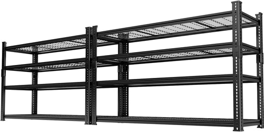 Storage Shelves 2PCS, Garage Shelving Heavy Duty 2640LBS Capacity, 48"L x 18"W x 60"H Adjustable Metal Shelving Organizer Wire Rack, 4 Tier Utility Shelf Unit for Pantry Closet Warehouse Organization
