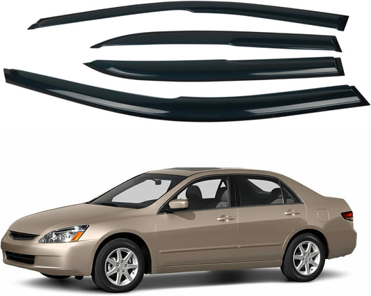4PCS Rain Guards Window Visors Fit for 2003-2007 Honda Accord 4-Door Sedan, 94943, Outside Mount Wind Deflector Vent Shade Shield, Exterior Car Accessories, 2003 2004 2005 2006 2007