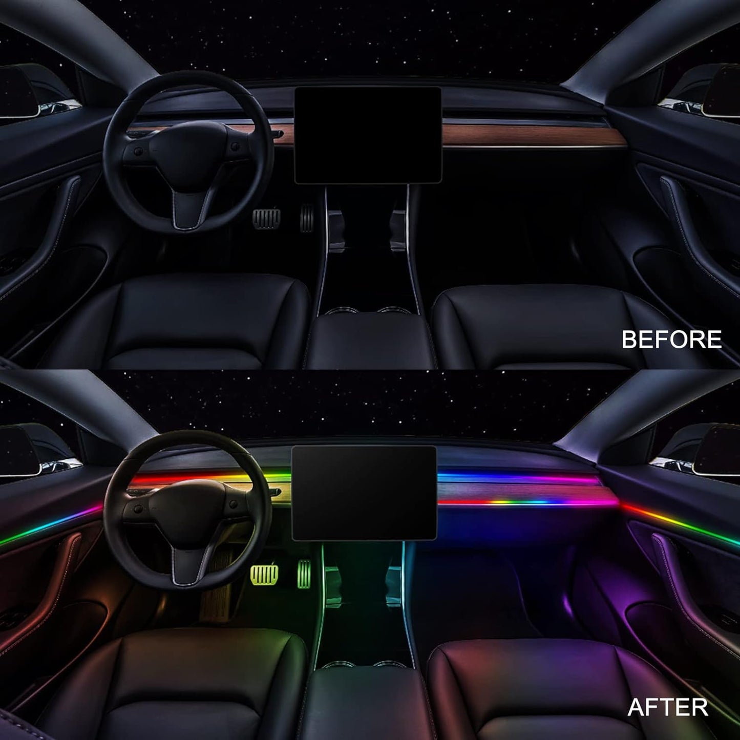 Dreamcolor Acrylic Interior Car LED Strip Light 29.5-inch, which fit for dreamcolor main controller connects and sub-controller kit (not including), Not applicable dreamcolor 5 in 1(single controller)