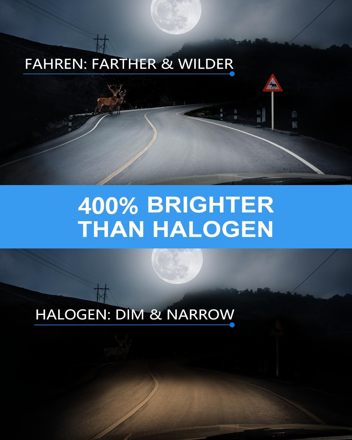 H11/H8/H16 LED Driving Fog Light Bulbs, 12000LM 400% Brighter Fanless, 6500K Cool White Driving Fog Lights, Play and Plug, Halogen Replacement Bulbs for Cars, Trucks, SUVs (Pack of 2)