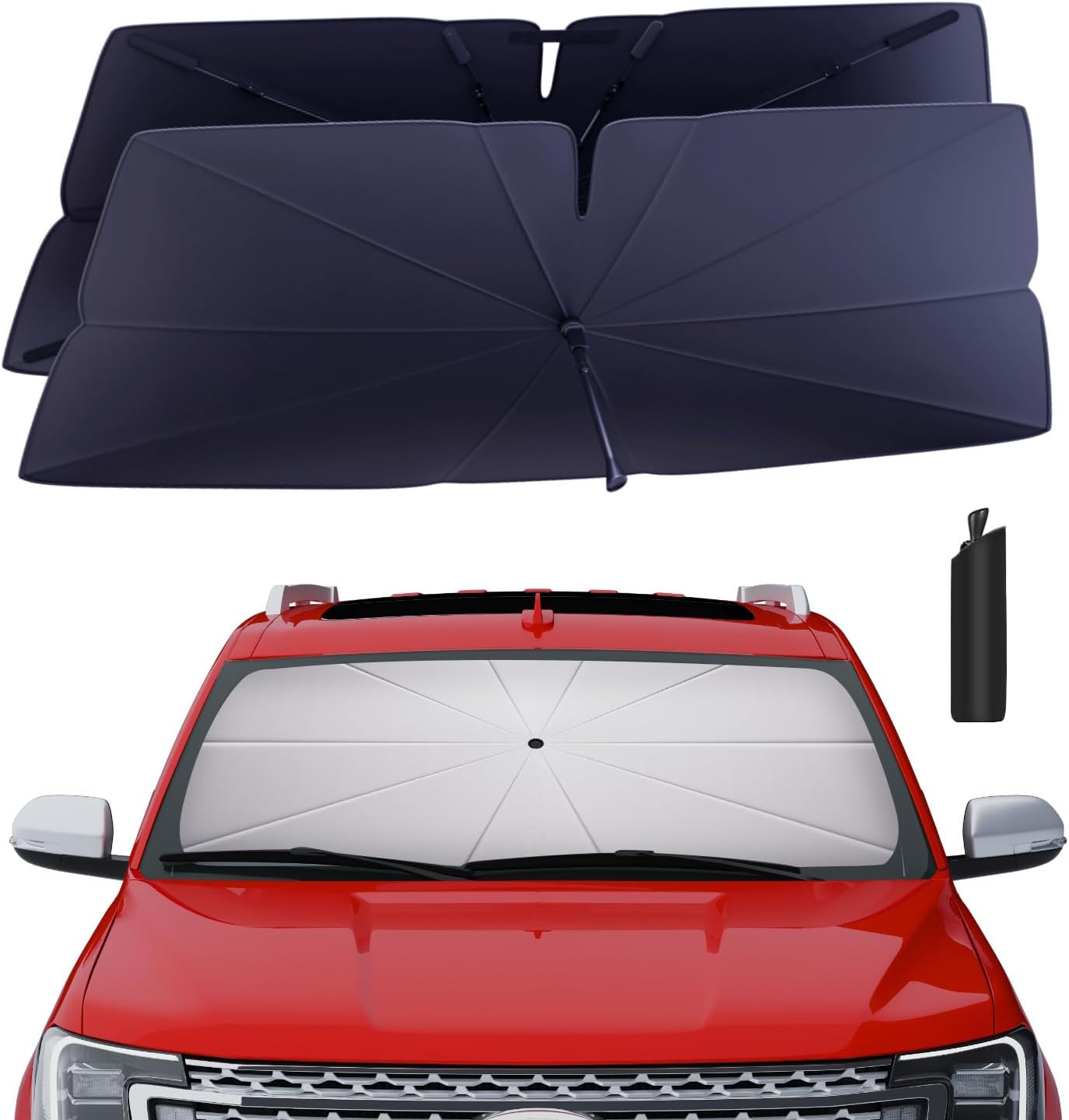 Windshield Sun Shade Umbrella for 2018-2025 Ford Expedition Accessories: Custom Fit 240T Silver, Double Thickened, Foldable Sunshade Window Sun Visor, Ultimate 99% UV Blocking for XLT, Limited, MAX