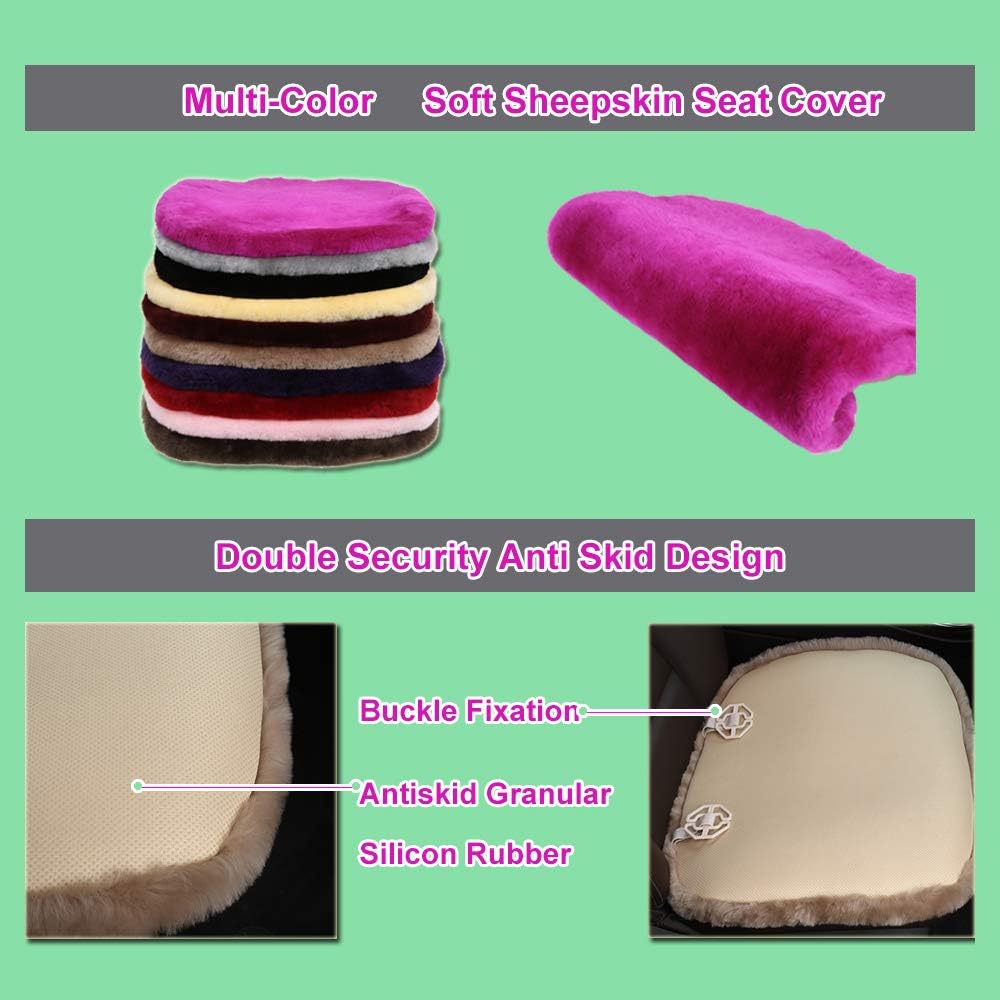 Fluffy Genuine Australia Sheepskin Car Seat Cover for Auto Fur Interior Accessories with Soft Fuzzy Wool Non-Slip (Blue, Back)
