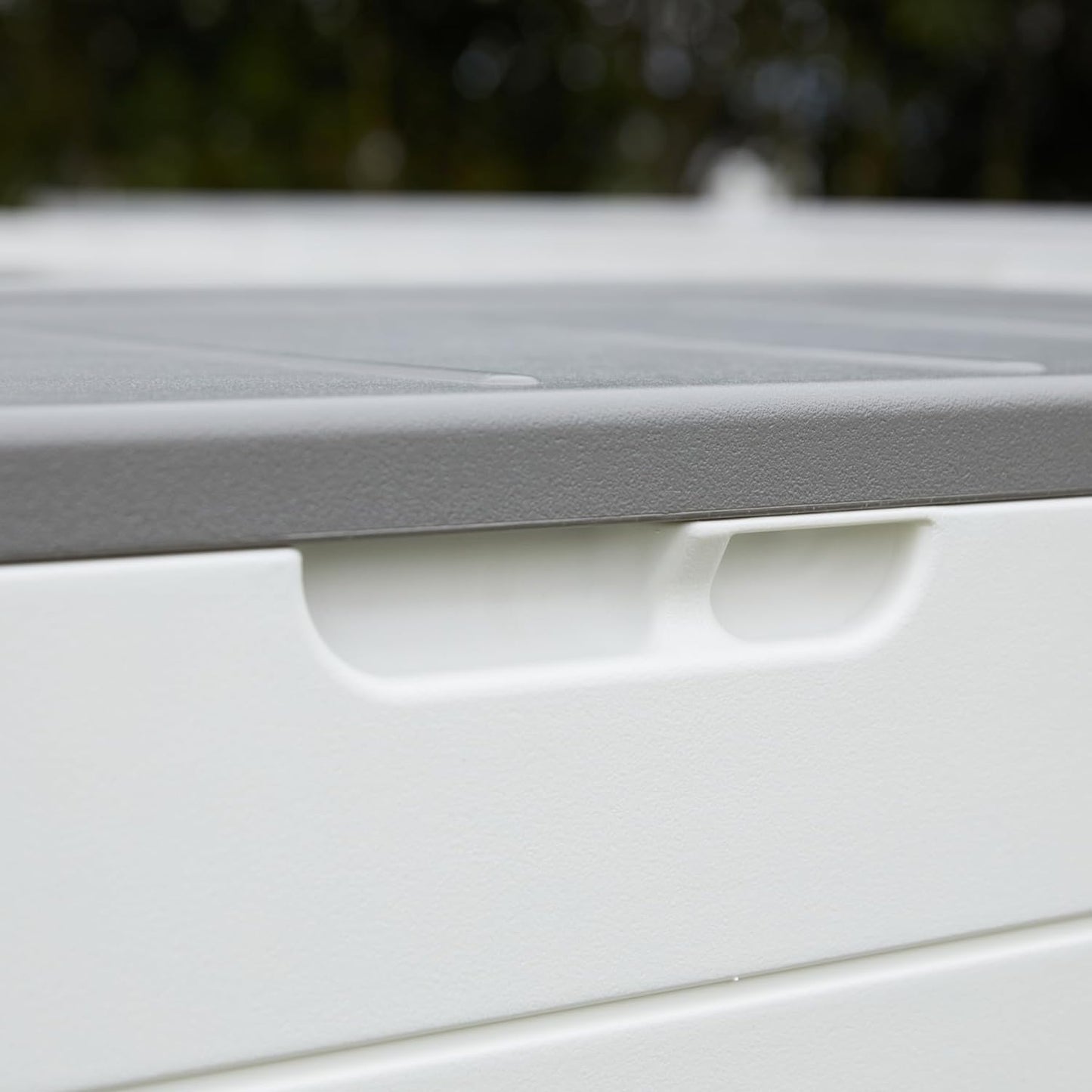 Premium Pro Edition 100 Gallon Lockable Resin Deck Box, Waterproof & UV-Resistant Outdoor Storage Box for Outdoor Cushion Storage, Garden Tools & Pool Accessories Storage, White