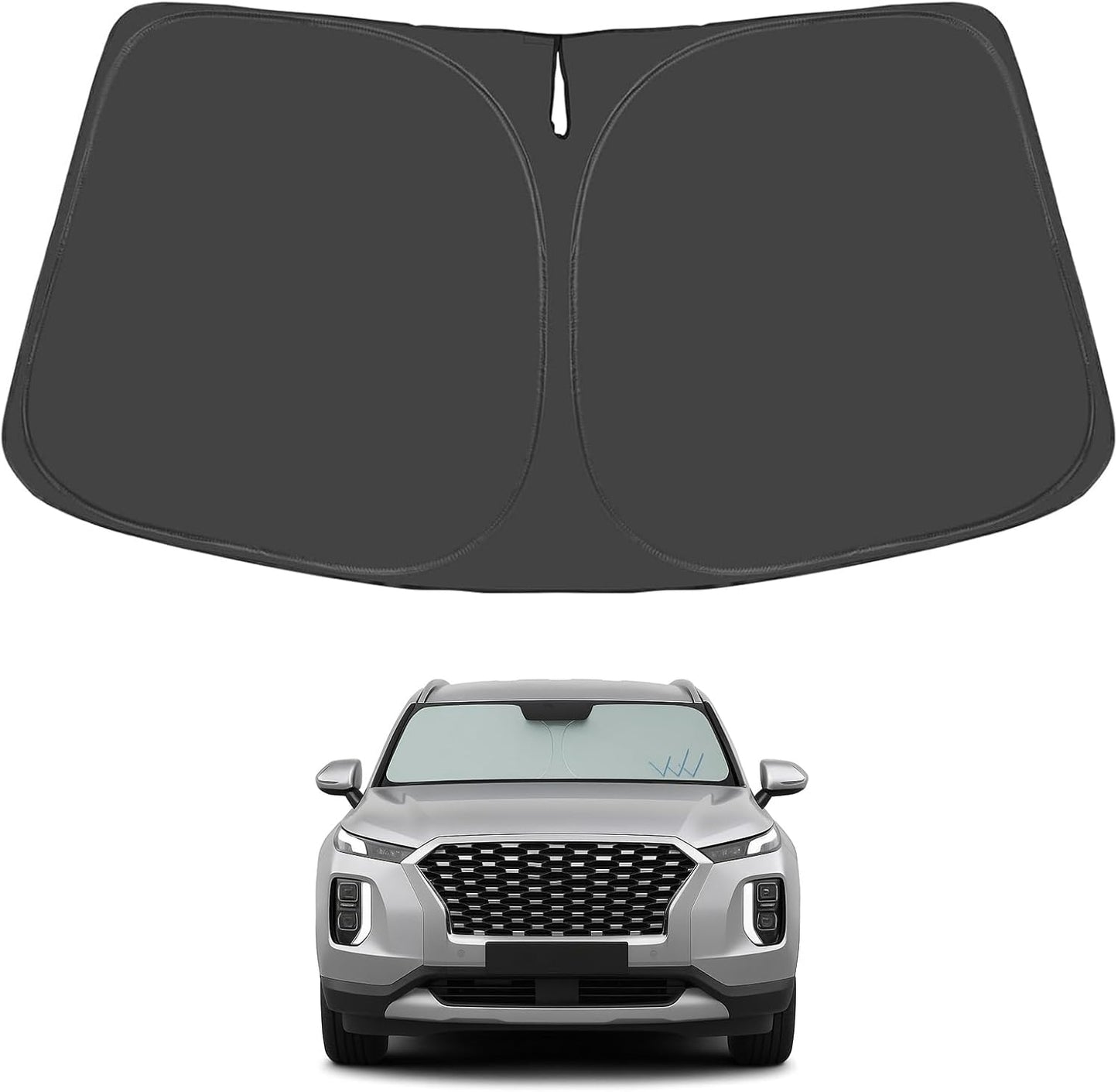 Proadsy for Hyundai Palisade 2020-2025 Windshield Sun Shade 4-Layer Foldable Front Sunshade Protector Sun Visor Blocks UV Rays Keep Car Cooler