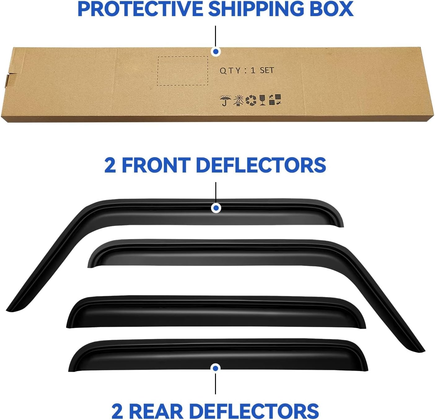 Window Visors Rain Guards Shield for 2007-2018 Jeep Wrangler, Out-Channel Window Vent Wind Deflectors Visors Shades for 07-18 Wrangler JK