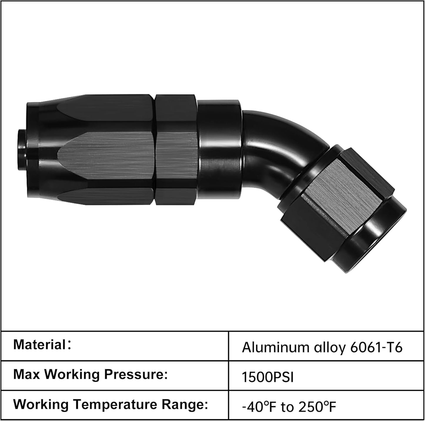 EVIL ENERGY 6AN 45 Degree One Piece Full Flow Hose End Fitting Swivel For CPE Braided Hose