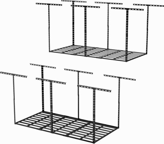 SunsGrove 3x6 Garage Storage Overhead Rack Organization, Adjustable Ceiling Mounted Storage Racks, 800LBS Weight Capacity, 22"-40" Ceiling Dropdown, 2 Pcs, Black