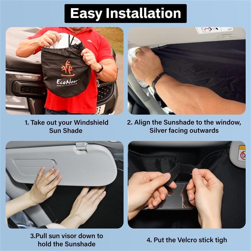 for Toyota Highlander Accessories 2020-2025 EcoNour Sunshade Windshield Cover-240T Polyester Material Car Sun Visor-Custom Fit Highlander L LE XLE Limited Platinum Sun Visor 240T Fabric Car Sun Shade