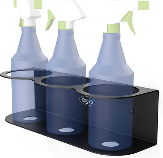 Koova 3 All-Purpose Spray Bottle Holder | Easy Install Wall Mount Hardware Included | Heavy-Duty Powder Coated Steel Storage Rack for Garage And Home | Craft Workspace Paint Bottle Organizer USA Made