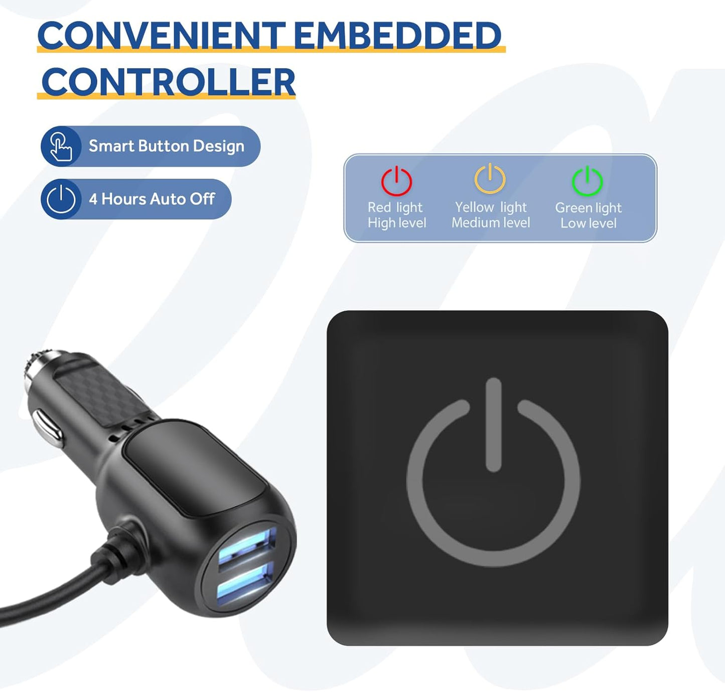 Sealy 12-Volt Heated Car Blanket with 2 USB Output Ports, 3 Heating Levels & 4 Hours Auto Off, Electric Blanket for Car, Truck, SUV, RV or Camping, Machine Washable, 59" X 43", Plaid