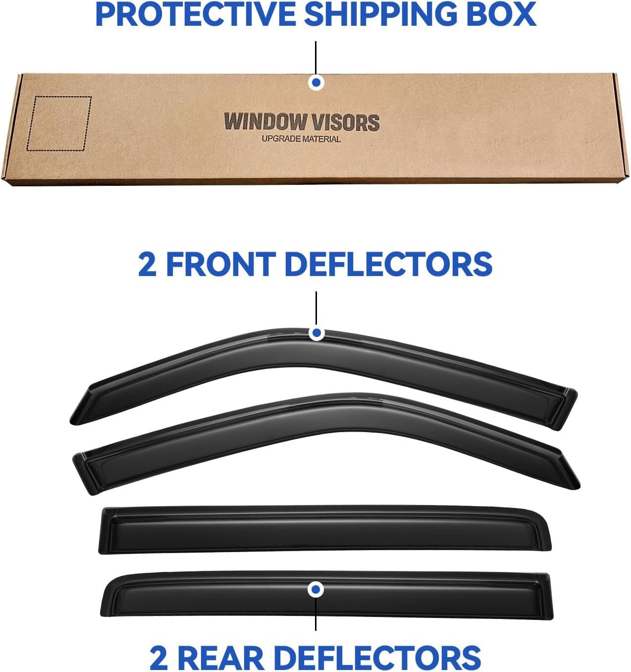 Window Visors Rain Guards Shield for 2009 2010 2011 2012 2013 2014 2015 Honda Pilot, Out-Channel Window Vent Wind Deflectors Visors Shades for 09-15 Pilot